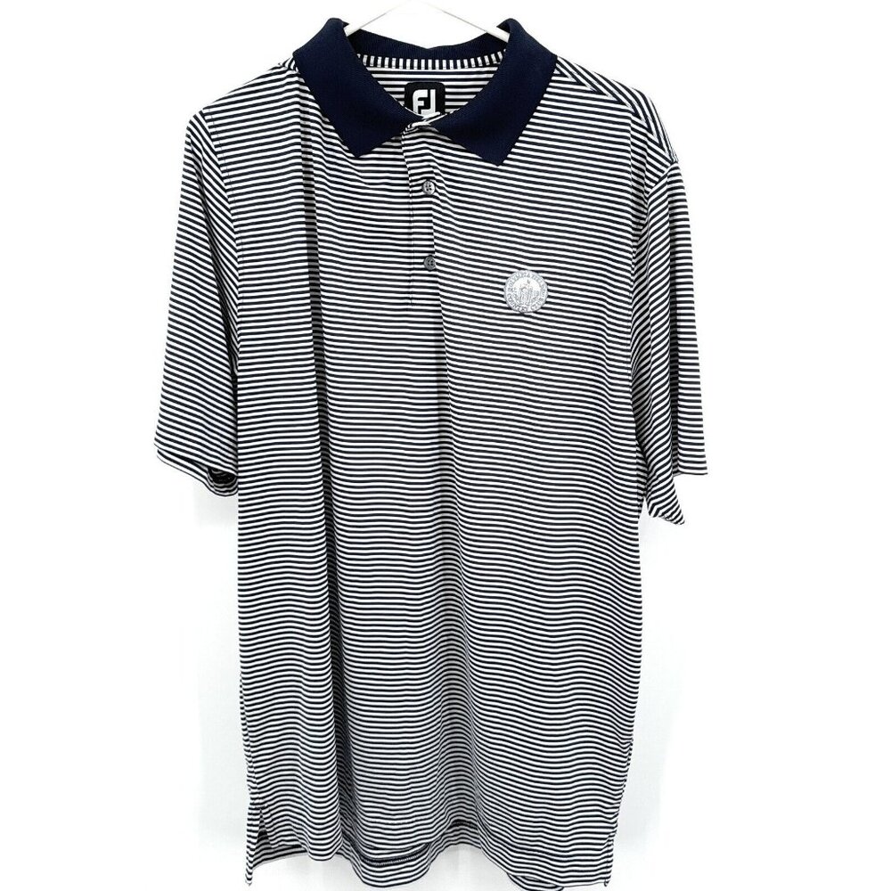 FootJoy FJ Golf Polo Shirt‎ Mens XL Blue Striped Olympia Fields